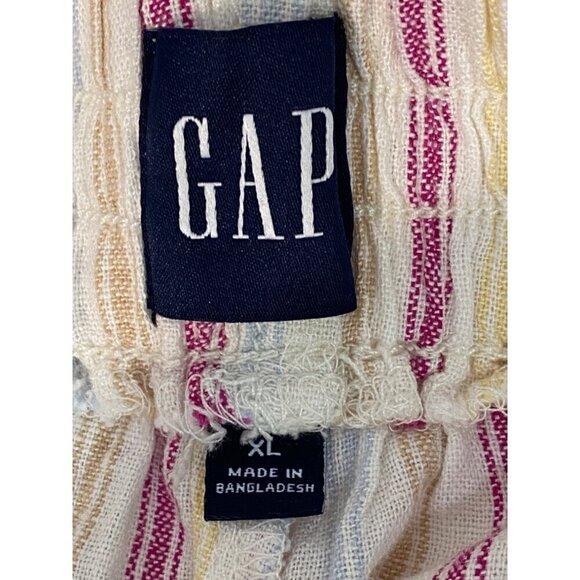 Gap Linen Shorts Women's Size XL Cream with Stripes Pockets Elastic Waist NWT - Picture 6 of 12